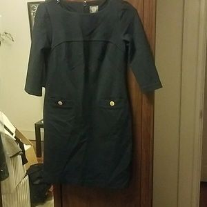 3/4 Sleeve Vince Camuto Navy Dress w Gold Buttons